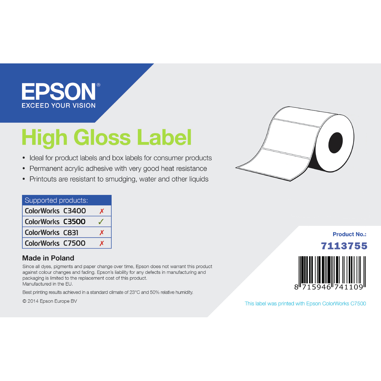 Epson HIGH GLOSS LABEL DIE-CUT ROLL