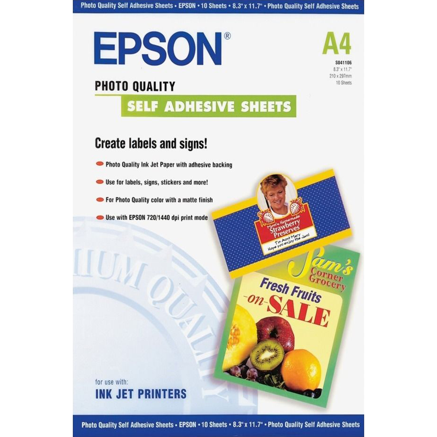 Epson Self-Adhesive Photo Paper - A4 - 10 Sheets
