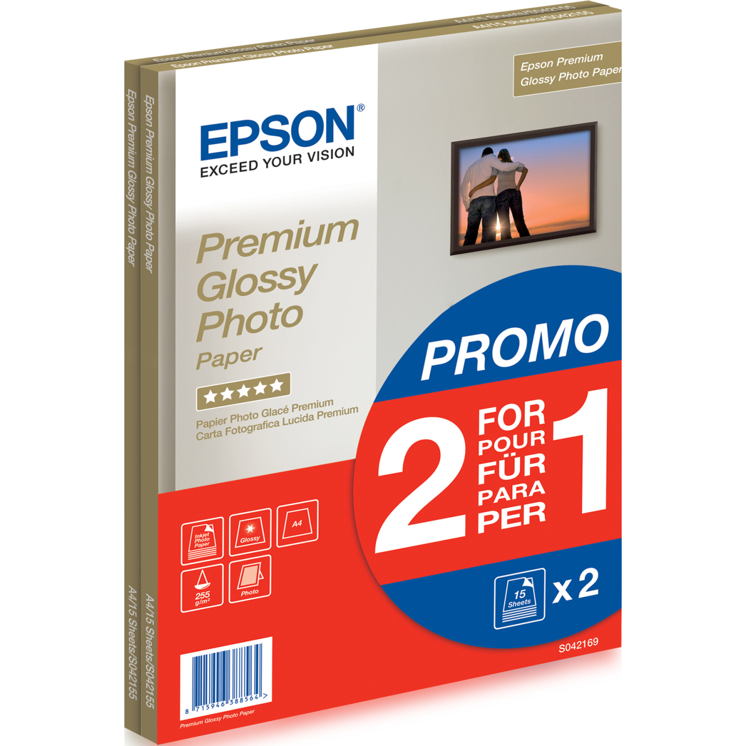 Epson Premium Glossy Photo Paper - A4 - 2x 15 Sheets