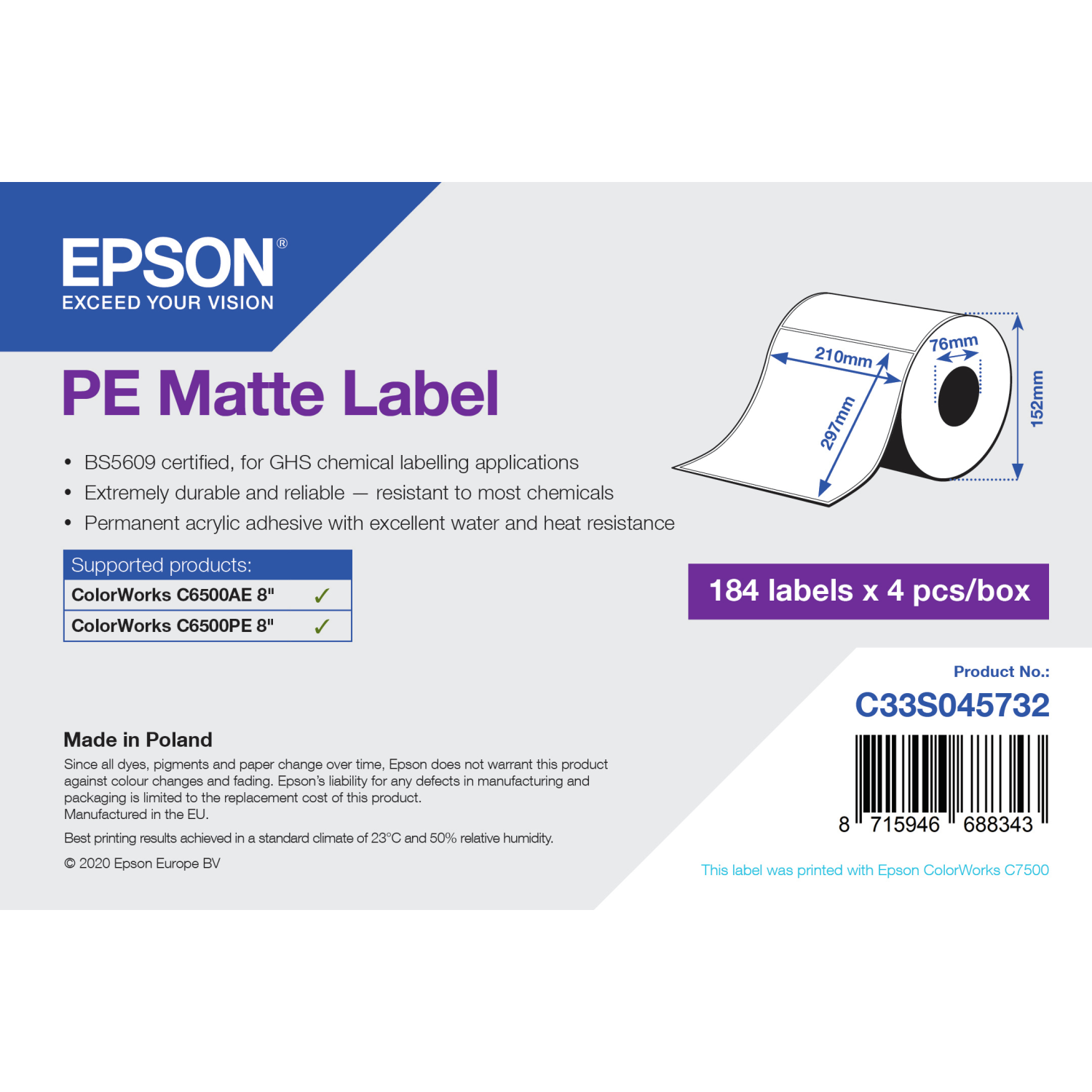 Epson C33S045732 printer label Self-adhesive printer label