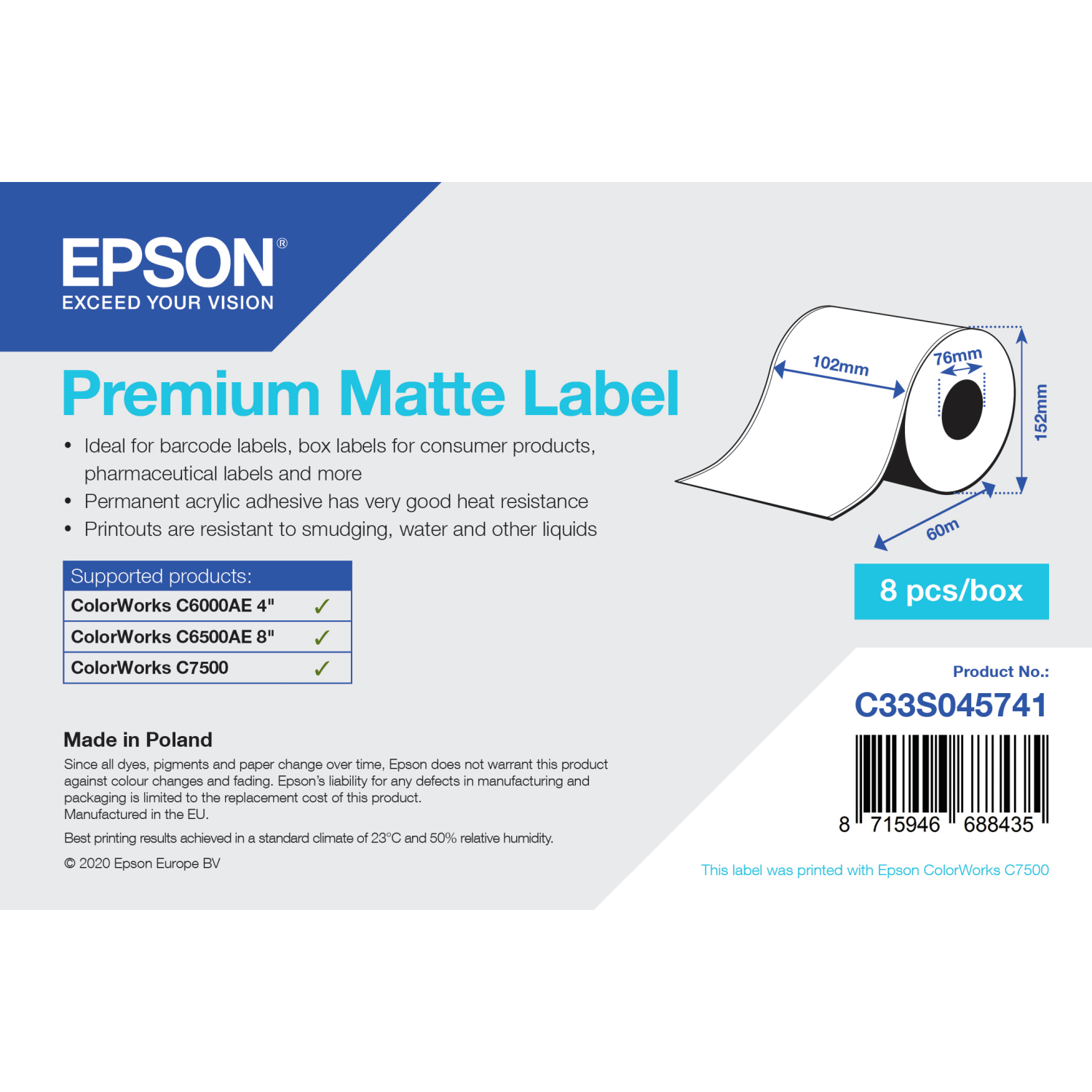 Epson C33S045741 Printer Labels