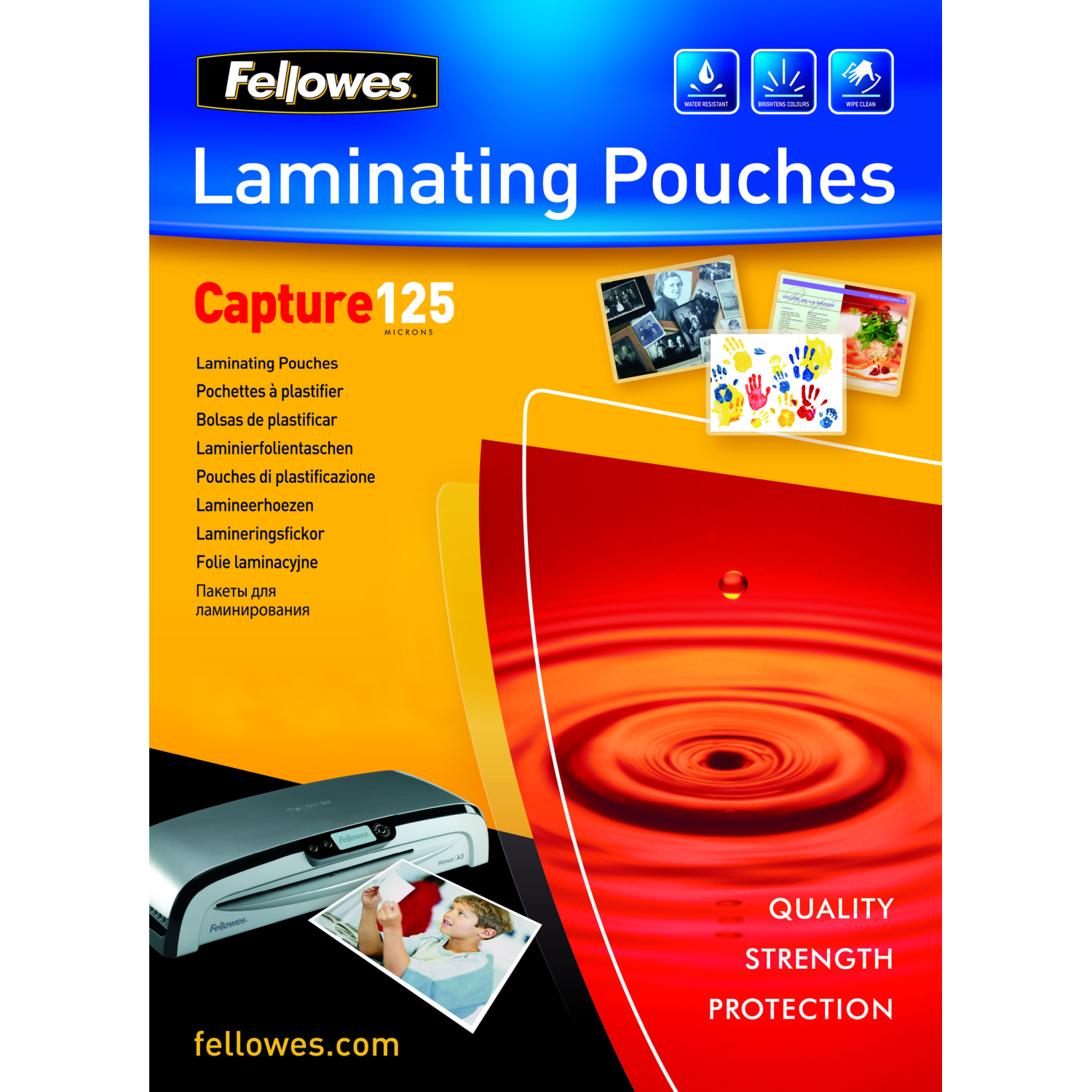 Fellowes A6 Glossy 125 Micron Laminating Pouch - 100 pack