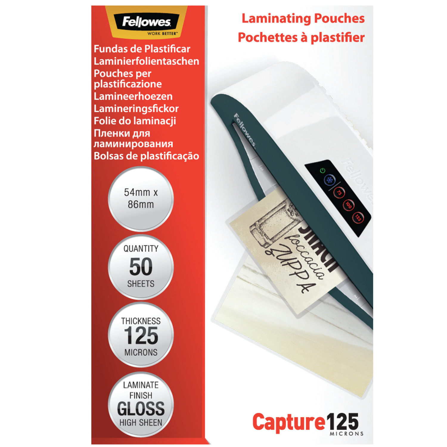 Fellowes 54x86mm Laminator Pouches - Transparent
