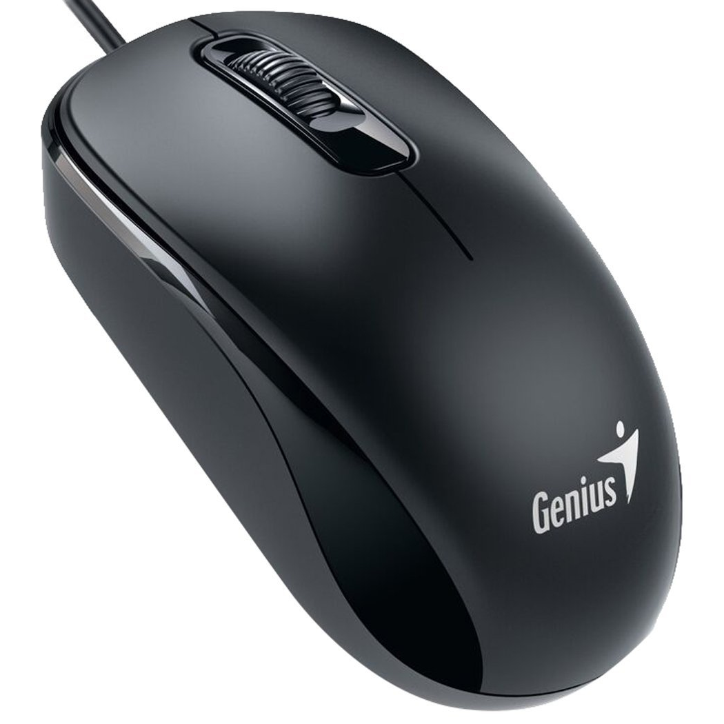 Genius DX-110 Wired USB Plug and Play Mouse 1000 DPI Optical Tracking 3 Button with Scroll Wheel Ambidextrous Design with 1.5m Cable Black