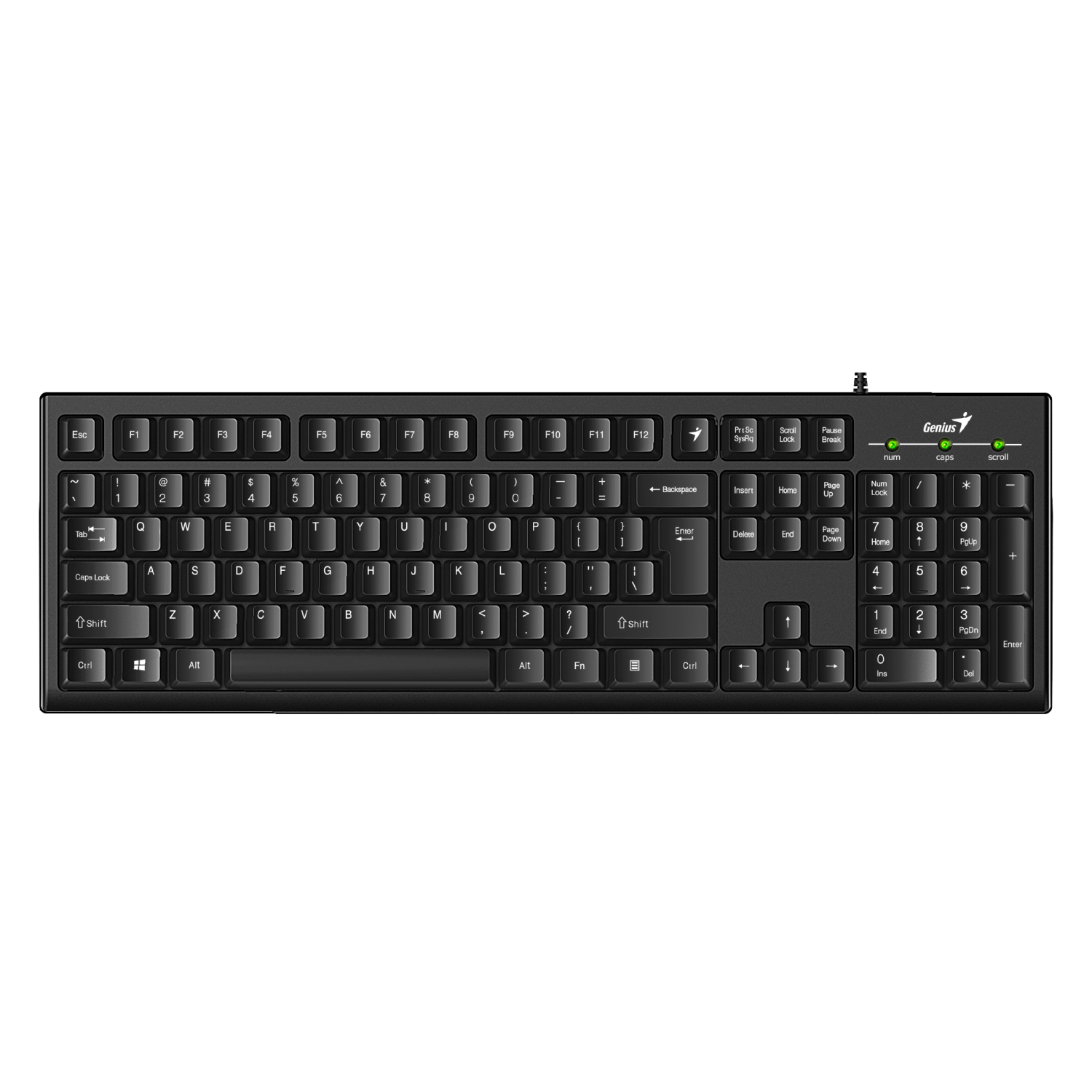 Genius KB-100 Wired Smart Keyboard USB Plug and Play Customizable Function Keys Multimedia Full Size UK Layout Design for Home or Office Black