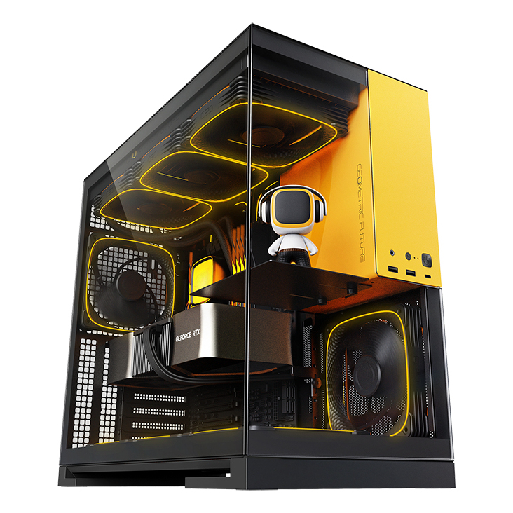 Geometric Future Model 5 Vent Black/Yellow + 5x ARGB Fans Mid Tower Case