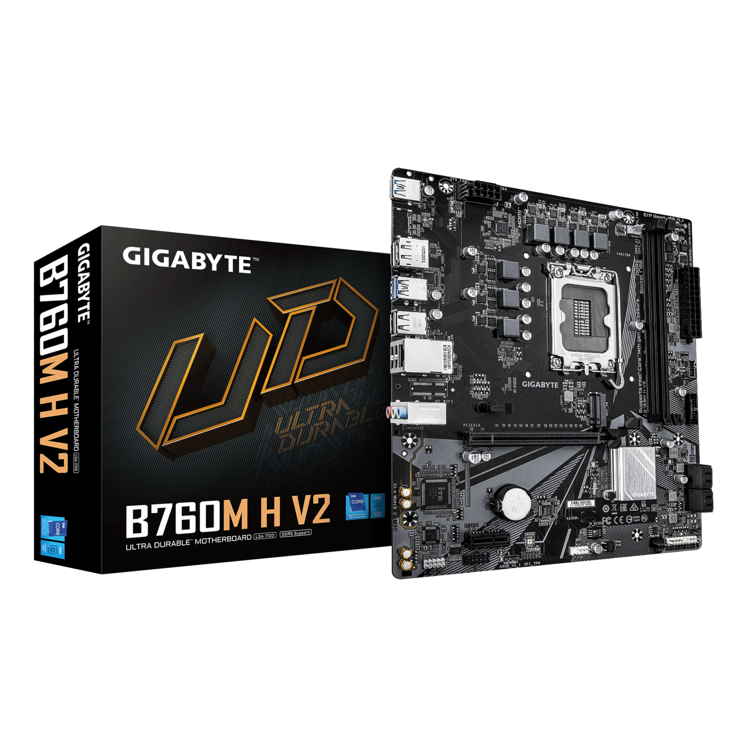 Gigabyte B760M H V2 Intel 1700 Socket Motherboard Micro-ATX 2x DDR5 Slots 1x M.2 Sockets GbE LAN 1x DisplayPort / 1x HDMI Port