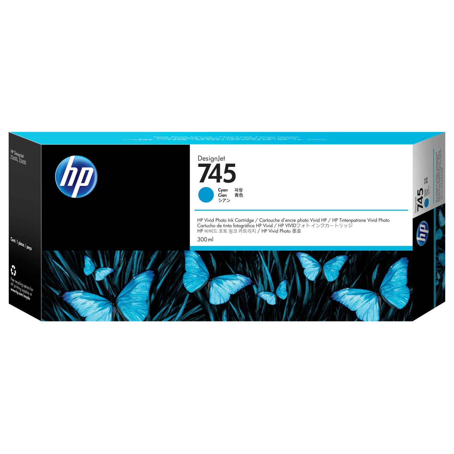 HP 745 300-ML CYAN INK CARTRIDGE