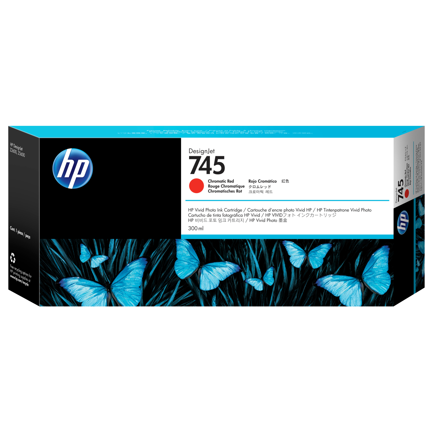 HP 745 300-ML CHROMATIC RED INK CART