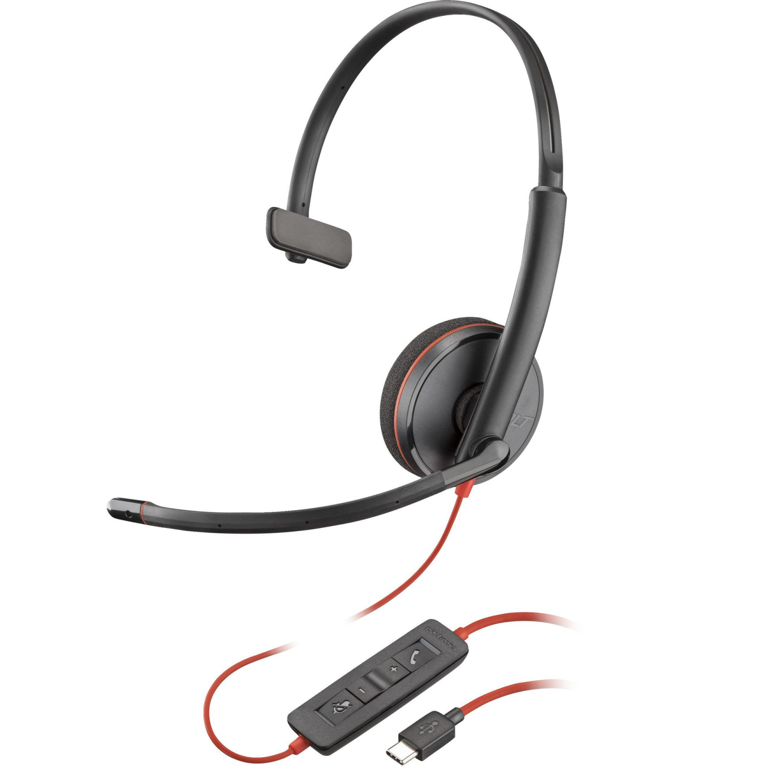 HP Poly Blackwire 3210 - Blackwire 3200 Series - headset - on-ear - wired - USB-C - black - UC certified, Certified for Skype for Business, Cisco Jabber Certified, Avaya Certified