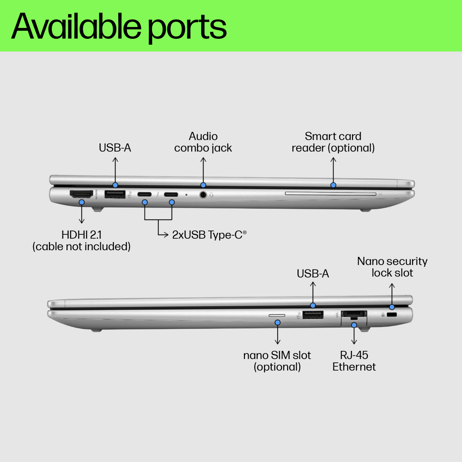 HP 155U Laptops - 14 Inches - 32GB - Silver