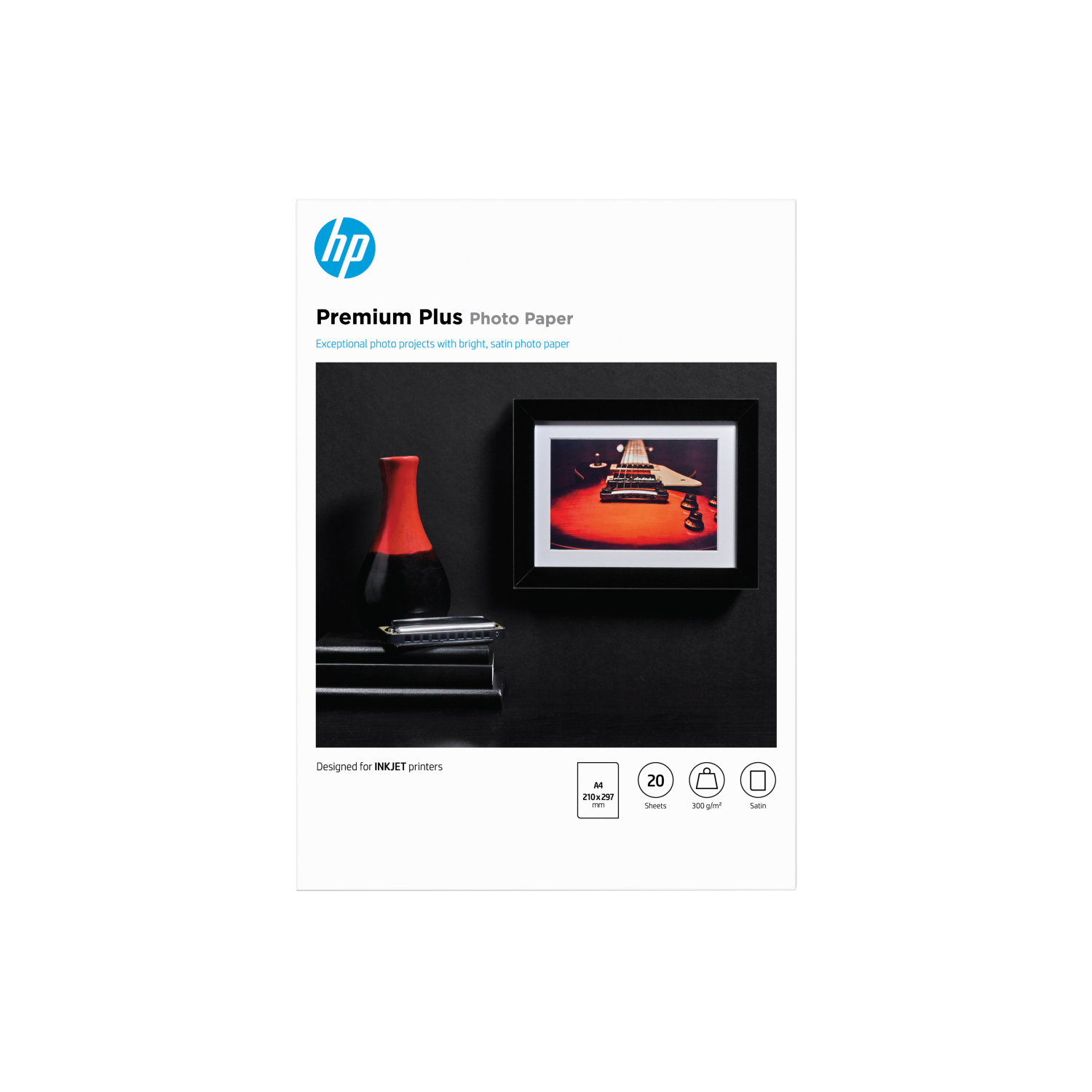 HP Premium Plus Photo Paper, Satin, 300 g/m2, A4 (210 x 297 mm), 20 sheets