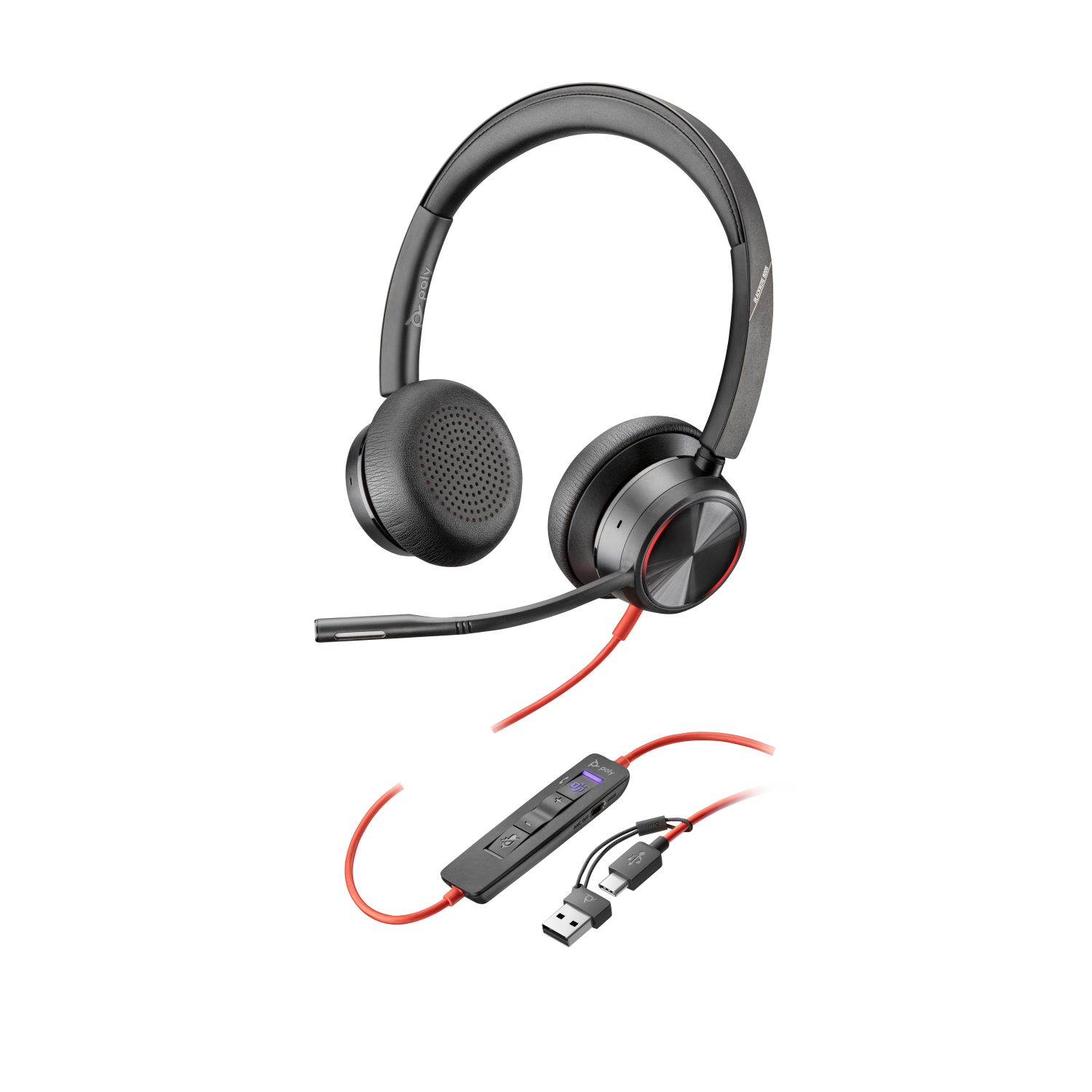 POLY Blackwire 8225 Stereo Microsoft Teams Certified USB-C Headset +USB-C/A Adapter