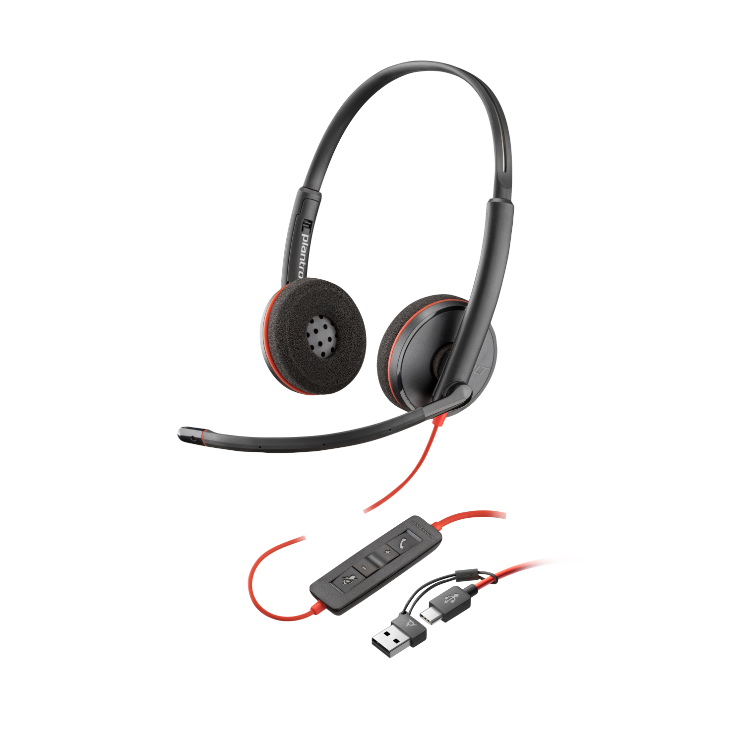 POLY Blackwire 3210 Monaural USB-C Black Headset +USB-C/A Adapter (Bulk)
