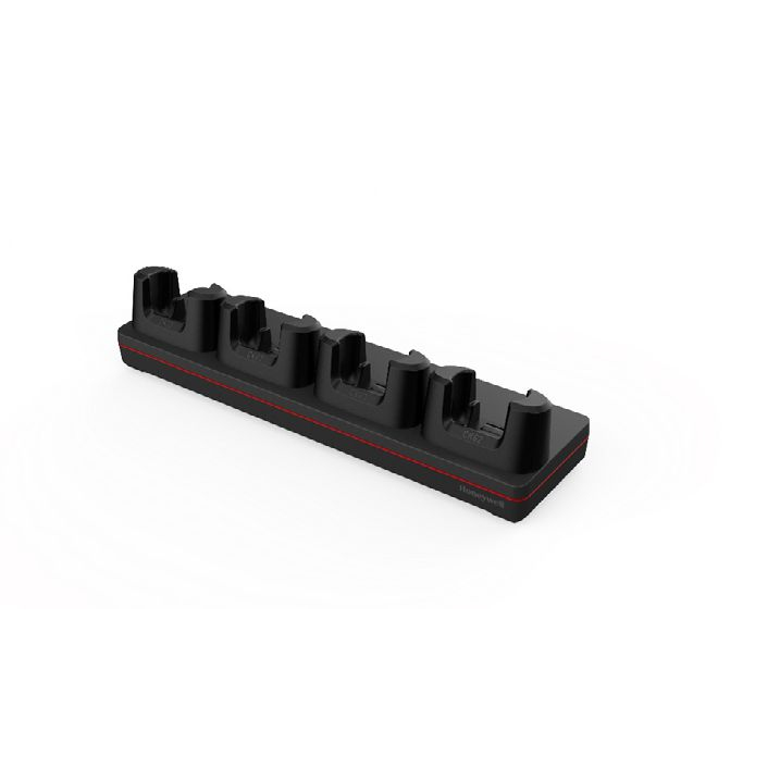 Honeywell CK62 booted 4-bay charging base, kit includes: 4-bay charger, four (4) CK62 universal charging cups (CK62-UCP-B) and power supply, no power cords. Charge up for 4 CK62 devices (booted).