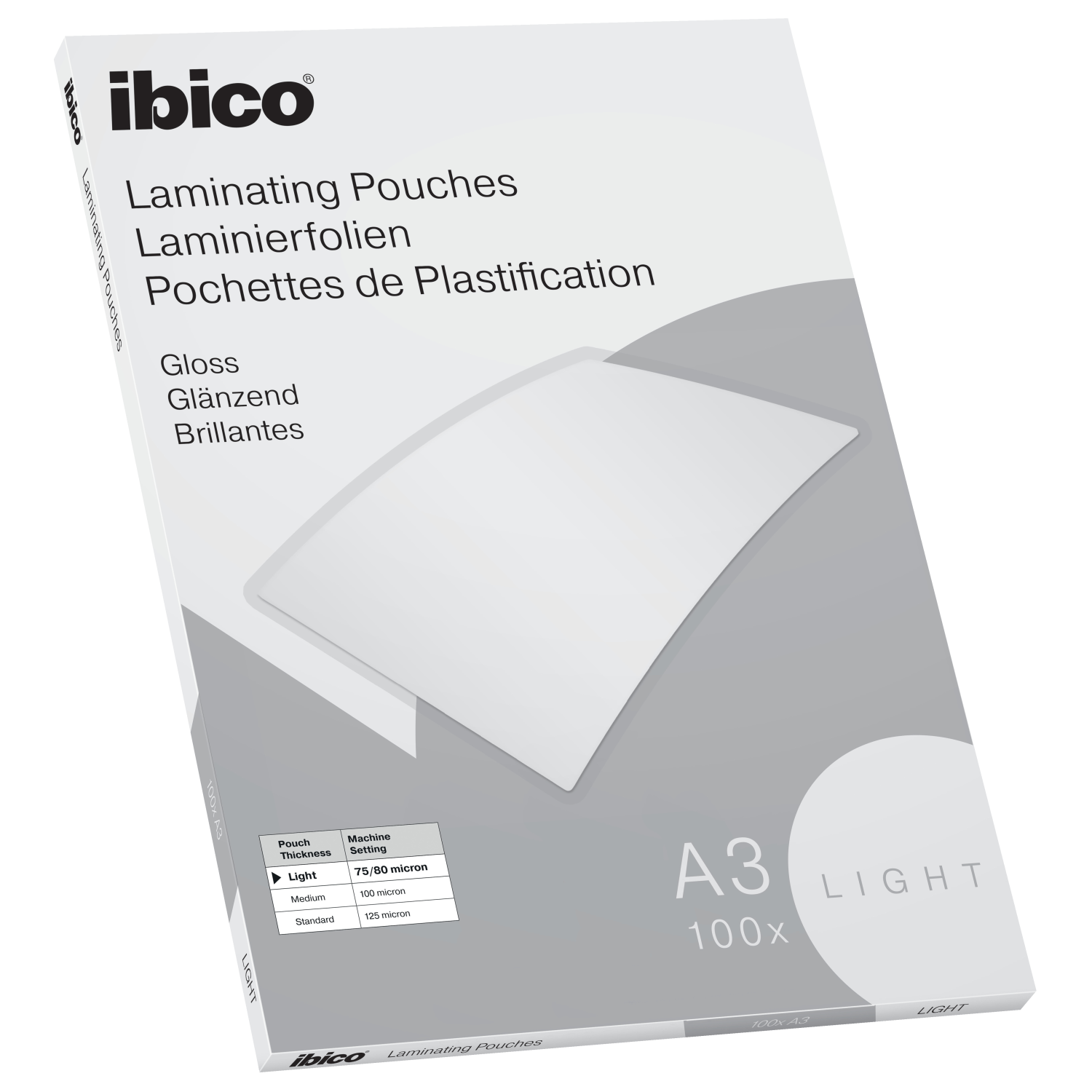 Ibico Basics A3 Gloss Laminating Pouches Light - Pack of 100