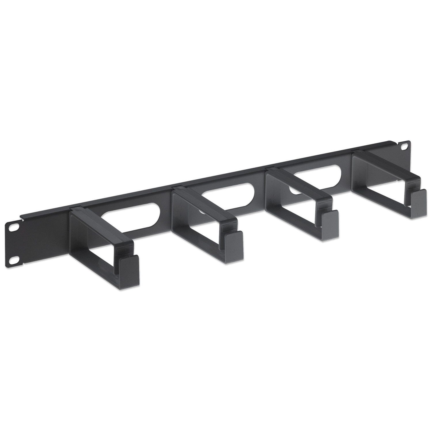 Intellinet 19" Cable Management Panel, 1U, 4 long plastic rings, Black
