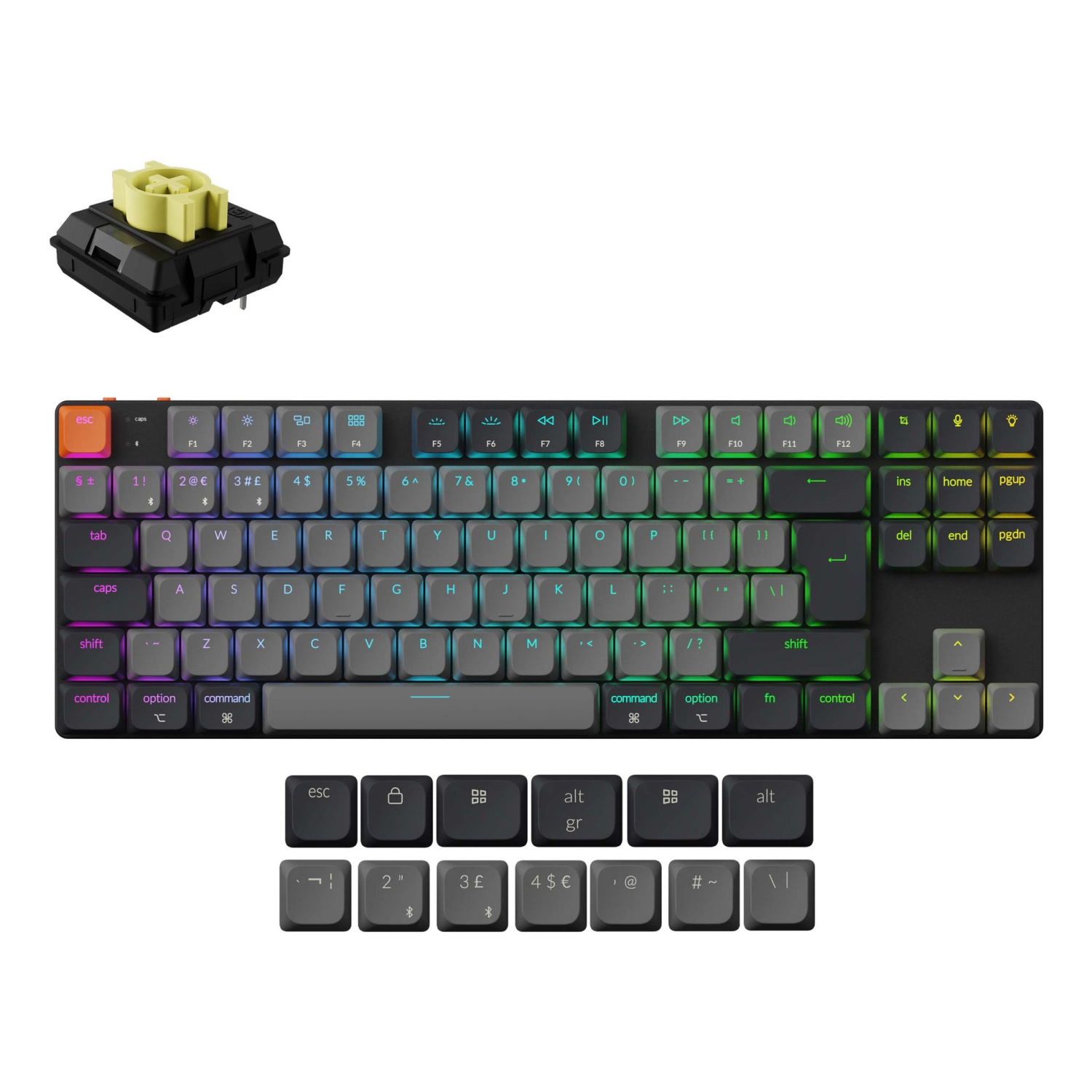 Keychron UK K1 V6 BT RGB QMK Hard Tactile Ultra-slim Aluminium Mac/PC Tenkeyless Keyboard