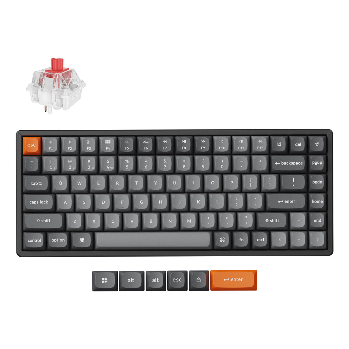 Keychron K2 Max keyboard Universal USB + RF Wireless + Bluetooth QWERTY UK English Black, Grey