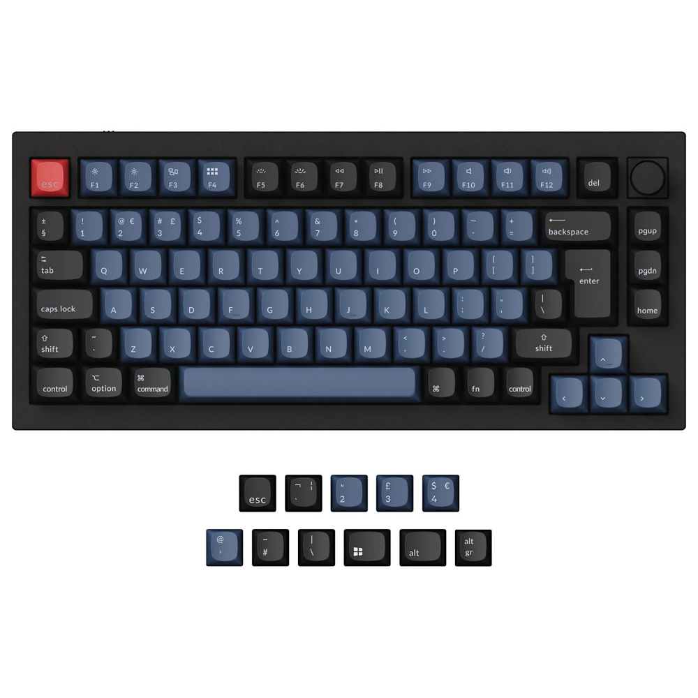 Keychron UK Q1 V2 QMK RGB Linear Aluminium Mac/PC Carbon Black Custom Keyboard with Knob