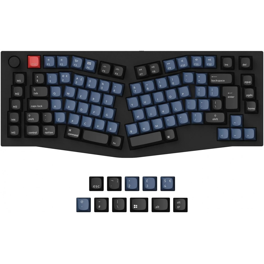 Keychron UK Q10 Ergo QMK RGB Linear Aluminium Mac/PC Carbon Black Custom Keyboard with Knob