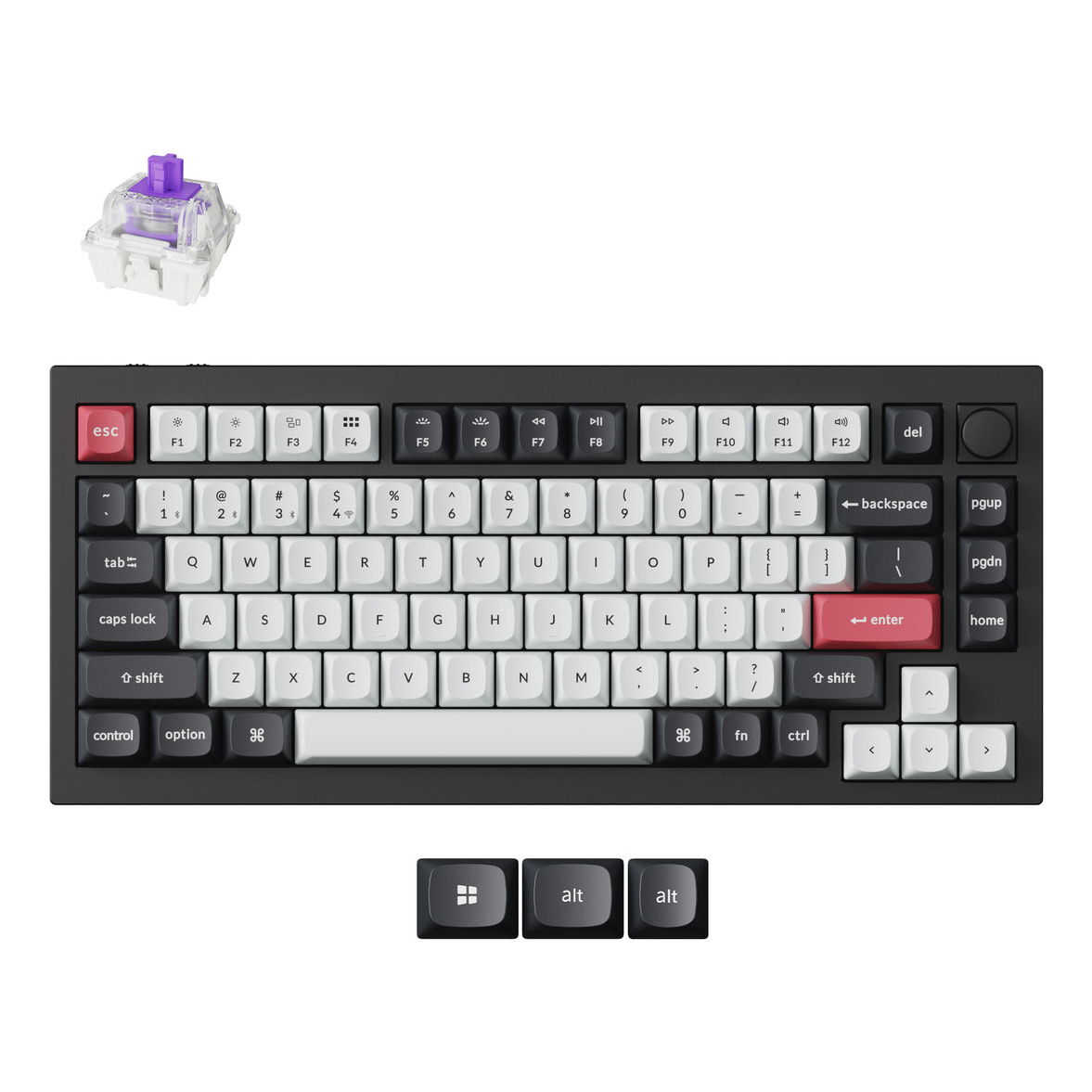 Keychron UK Q1 HE QMK Bluetooth RGB Mag Switch Linear Aluminium Mac/PC Black Keyboard with Knob