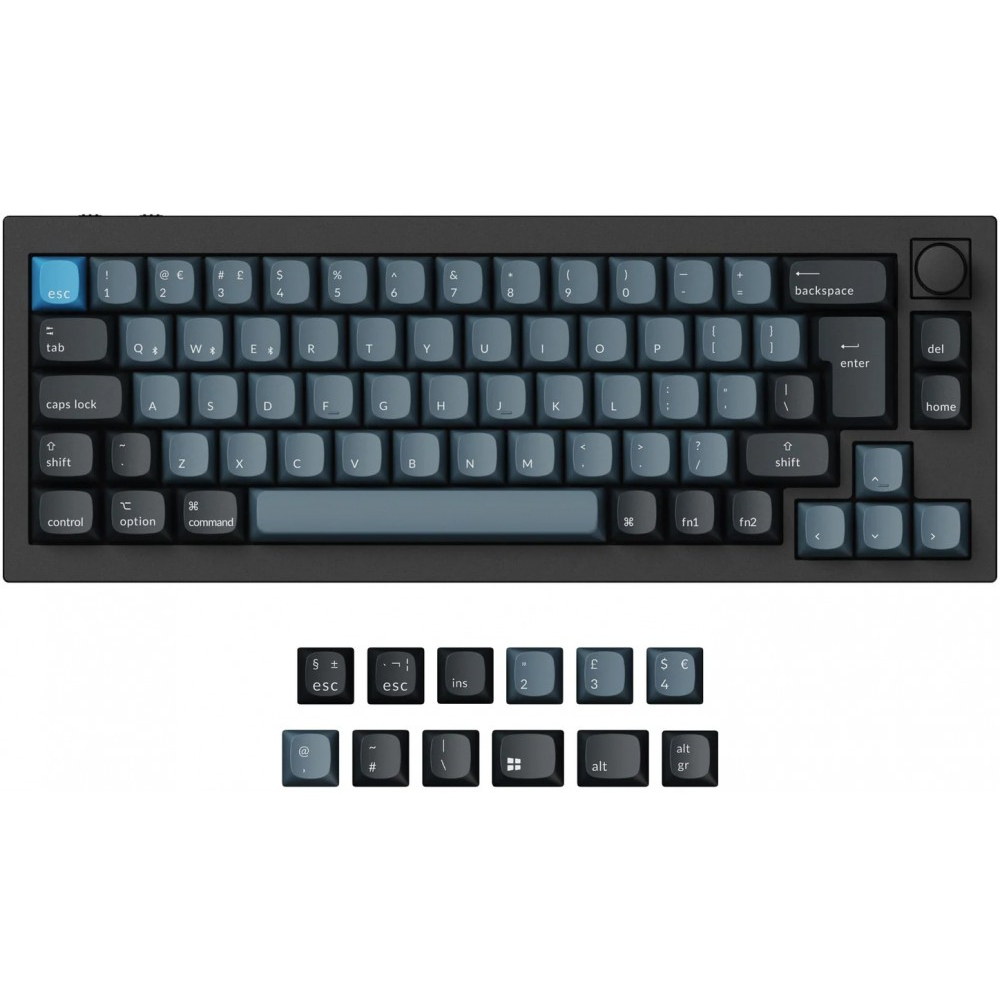 Keychron UK Q2 Pro QMK Bluetooth RGB Linear Aluminium Mac/PC Carbon Black Custom Keyboard with Knob
