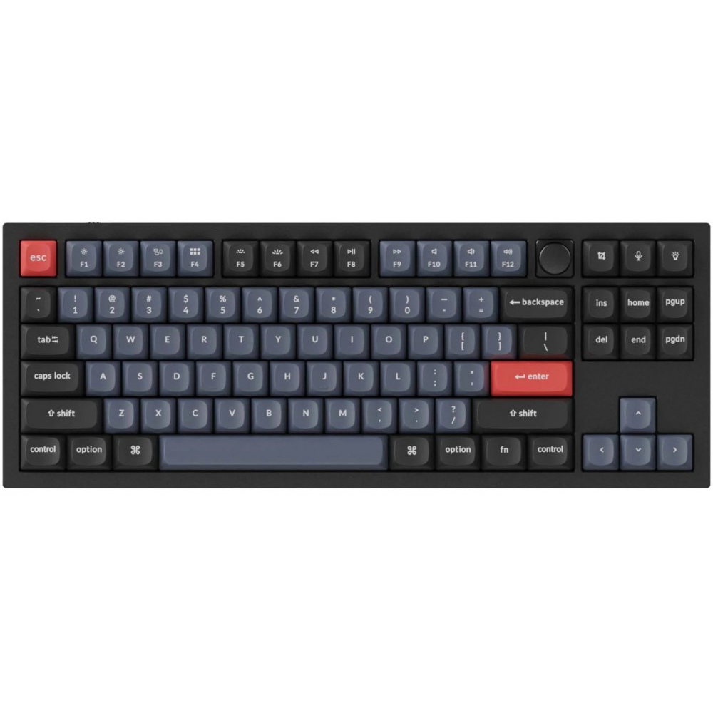 Keychron USA Q3 QMK RGB Aluminium Mac/PC Carbon Black Tactile Custom Keyboard with Knob