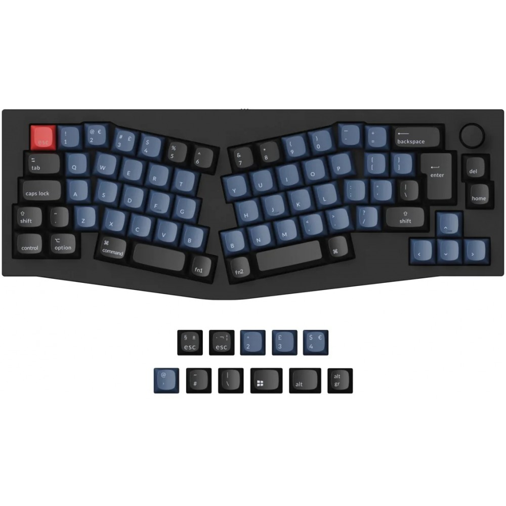 Keychron UK Q8 65% Ergo QMK RGB Aluminium Mac/PC Carbon Black Linear Custom Keyboard with Knob