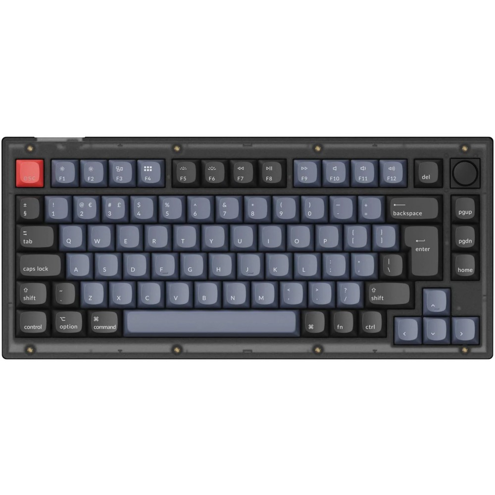 Keychron UK V1 QMK RGB Linear Assembled Mac/PC Frosted Black Custom Keyboard with Knob