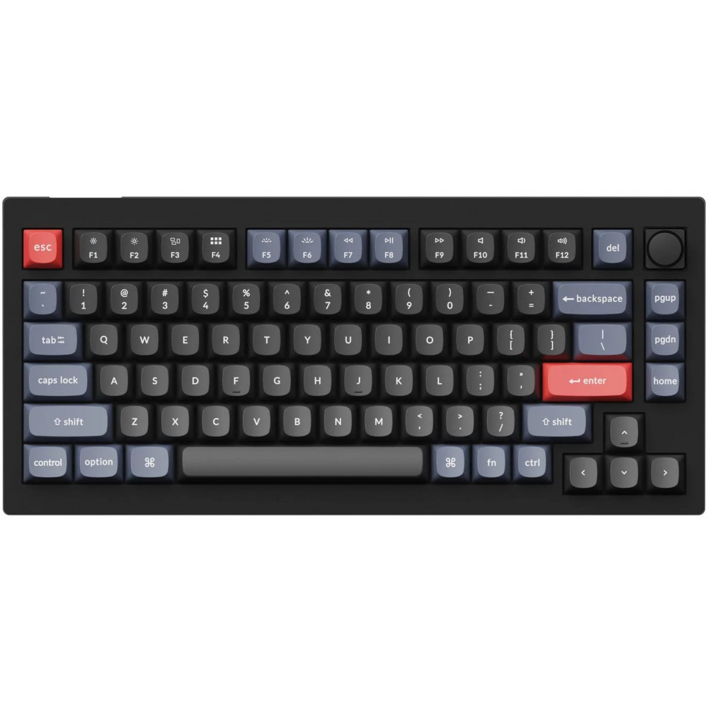 Keychron USA V1 QMK RGB Tactile Assembled Mac/PC Carbon Black Custom Keyboard with Knob