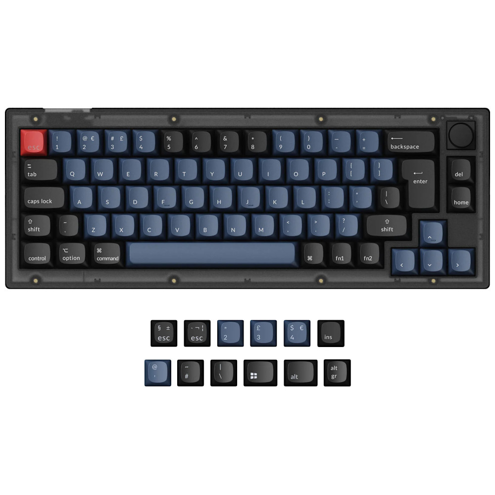 Keychron UK V2 QMK RGB Tactile Mac/PC Frosted Black Custom Keyboard with Knob