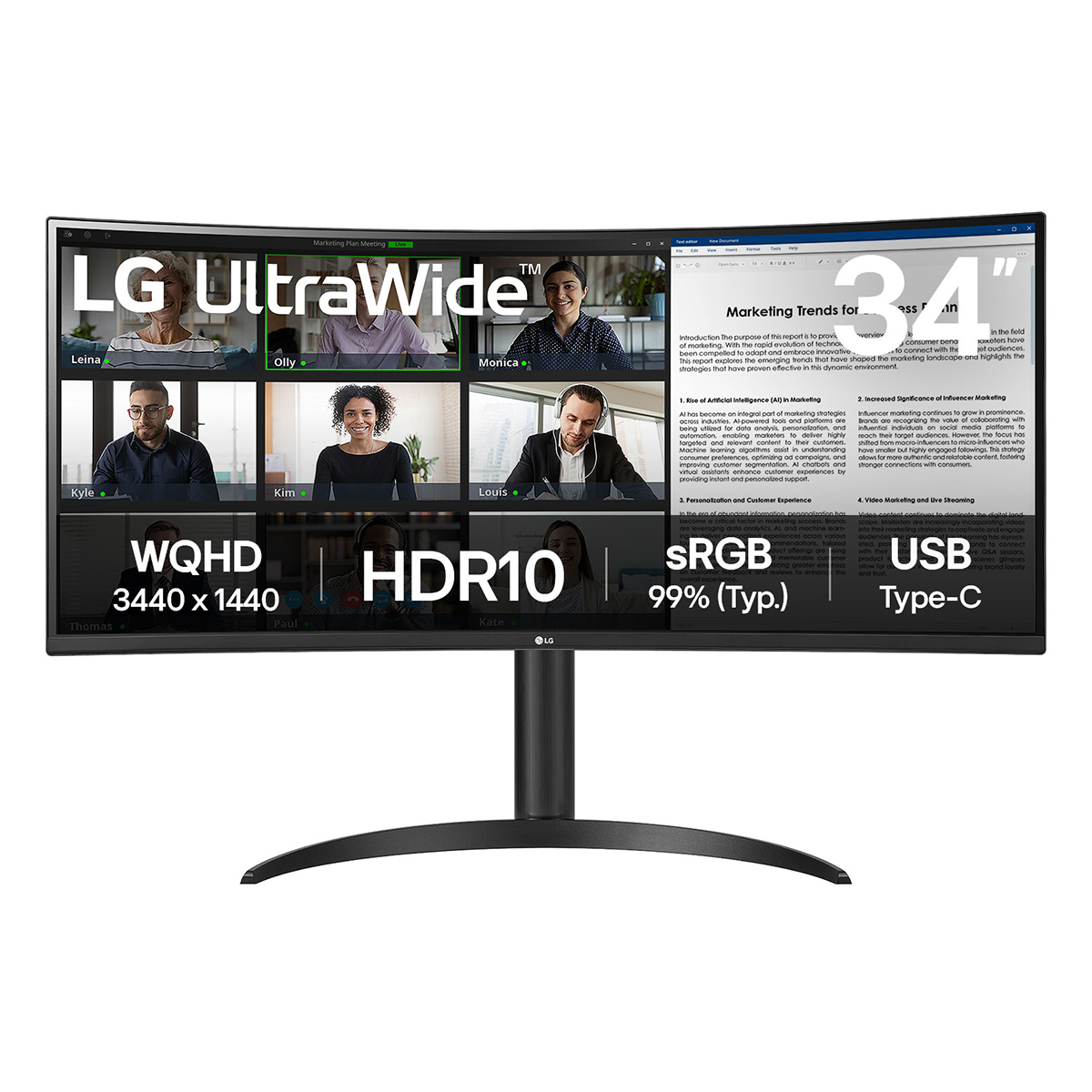 LG 34IN Computer Monitors - 34 Inches - Black