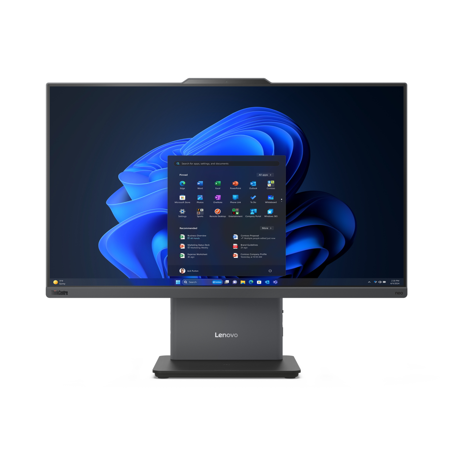 Lenovo 256GB All-in-One PCs desktops and Workstations - 23.8 Inches - 8GB - Grey