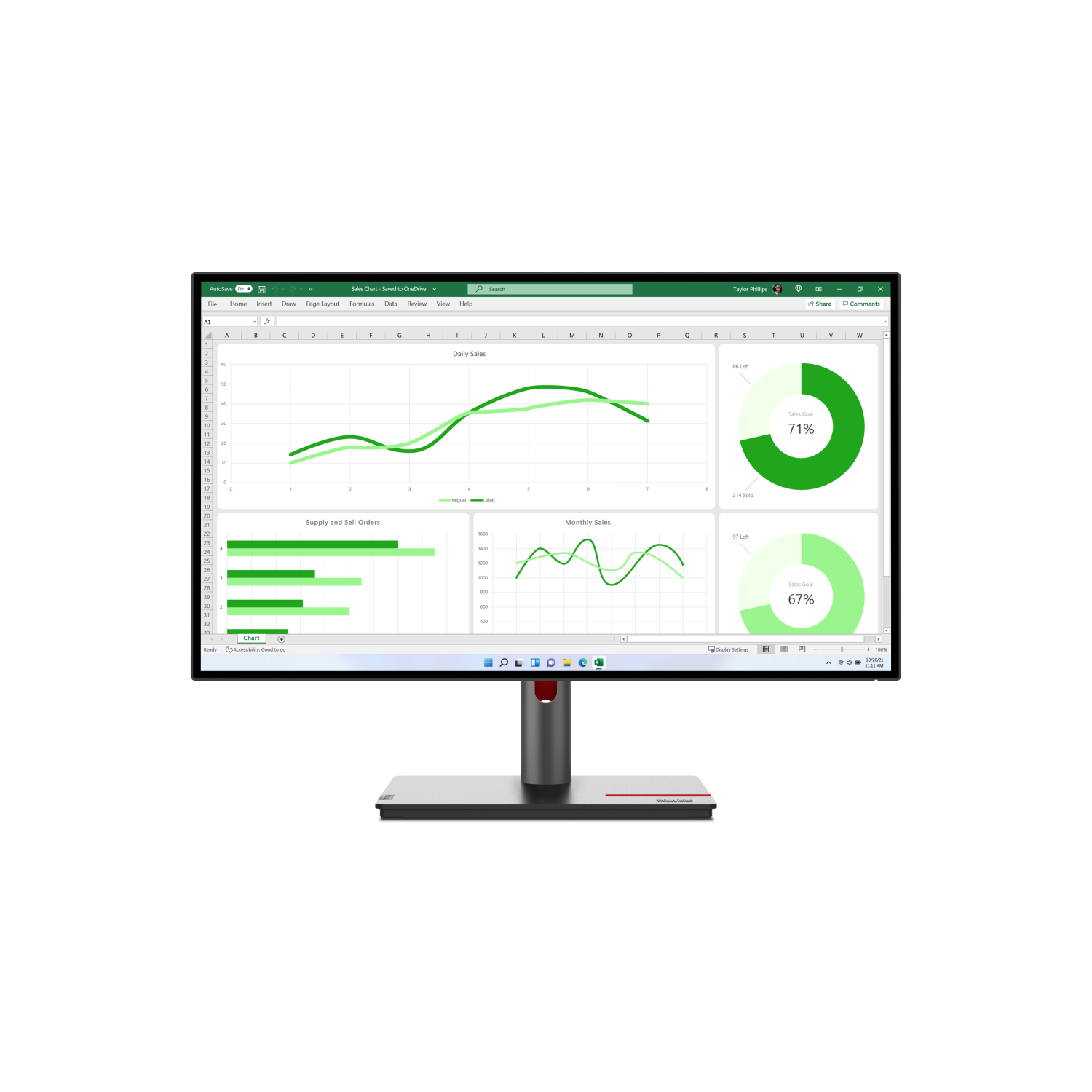Lenovo P27q-30 Computer Monitors - 27 Inches - Black