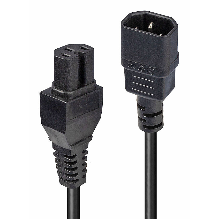 Lindy 2m IEC C14 to IEC C15 Hot Condition Power Cable, Black