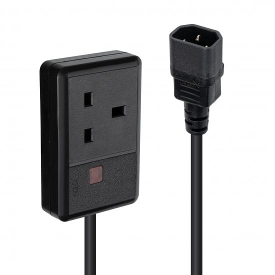 Lindy 2m C14 Plug to UK 3-Pin Socket Power Cable
