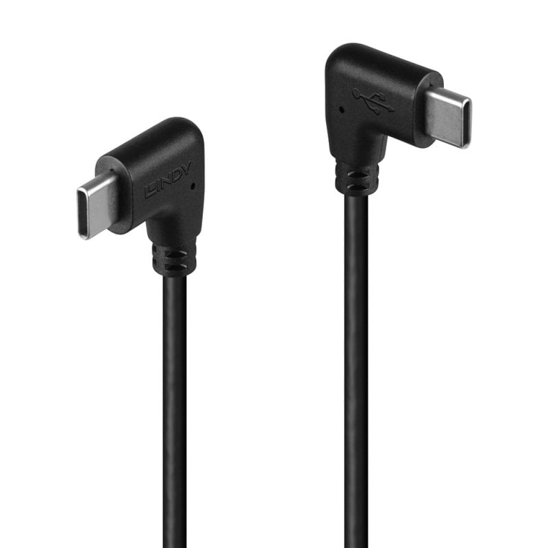 Lindy 0.5m USB 2.0 Right-Angled USB-C to Right-Angled USB-C Cable