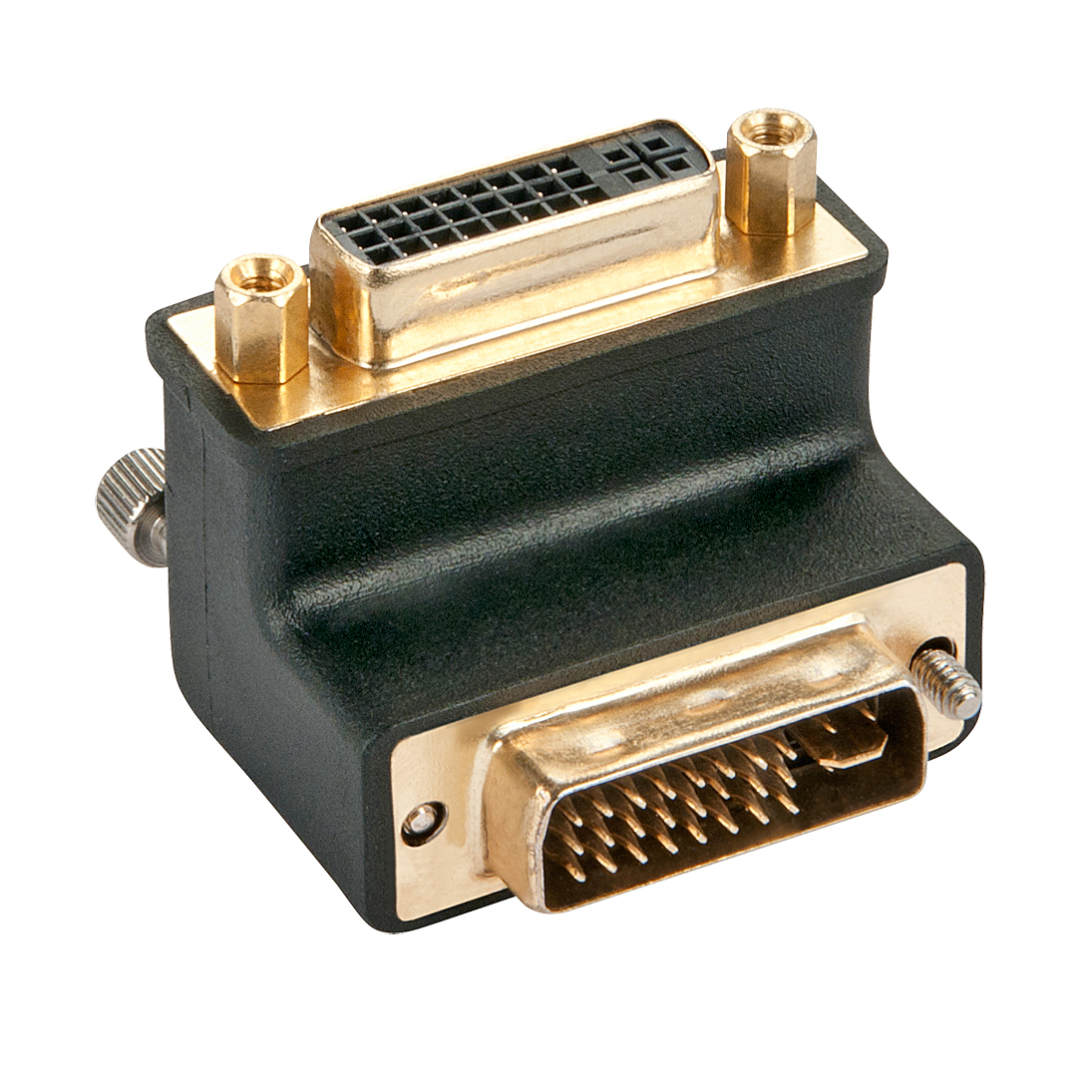Lindy DVI-I Male to DVI-I Female 90° Adapter Down