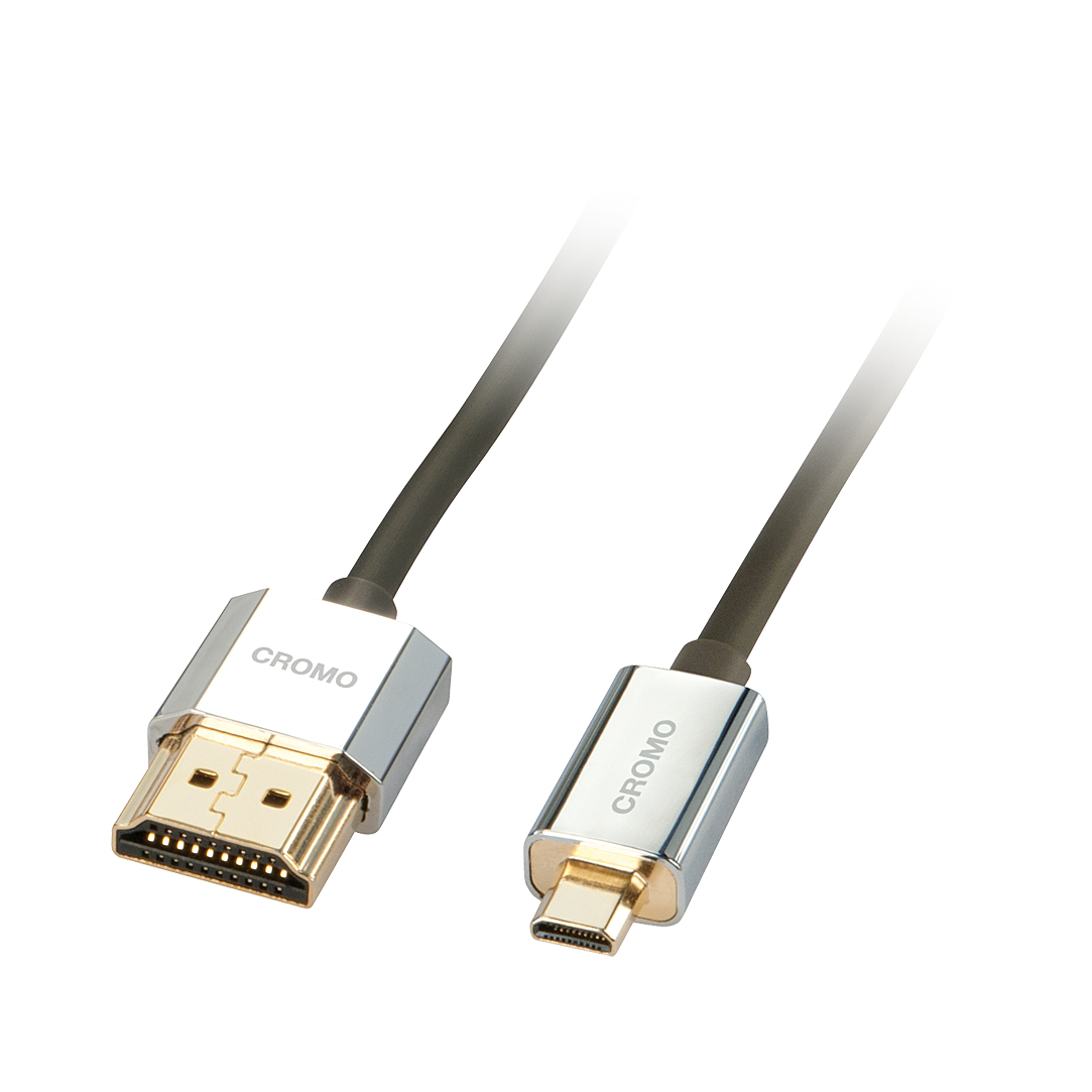 Lindy 1m CROMO Slim High Speed HDMI to Micro HDMI Cable with Ethernet