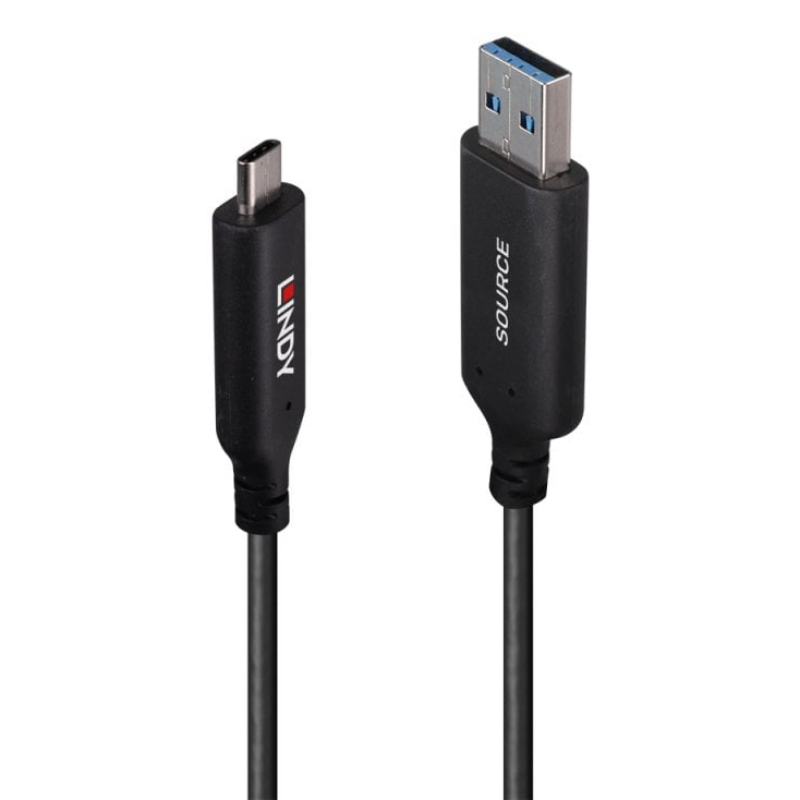 Lindy 10m USB 3.2 Gen 1 Type A to C Fibre Optic Hybrid Cable