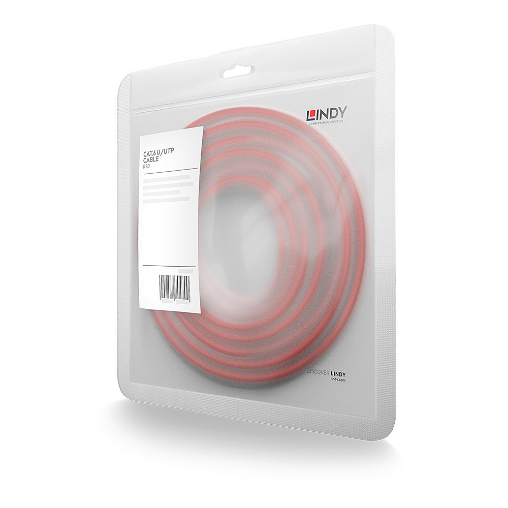 Lindy 3m Cat.6 U/UTP Network Cable, Red