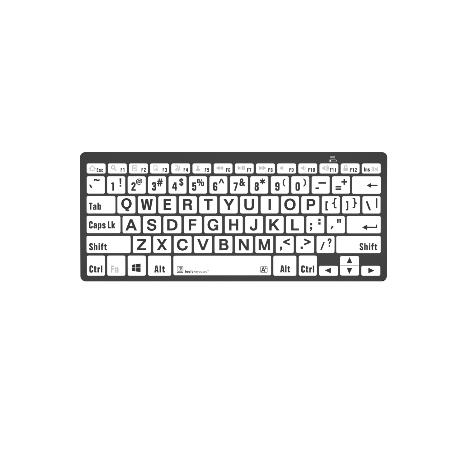 LogicKeyboard LargePrint Black on White Bluetooth Mini Keyboard