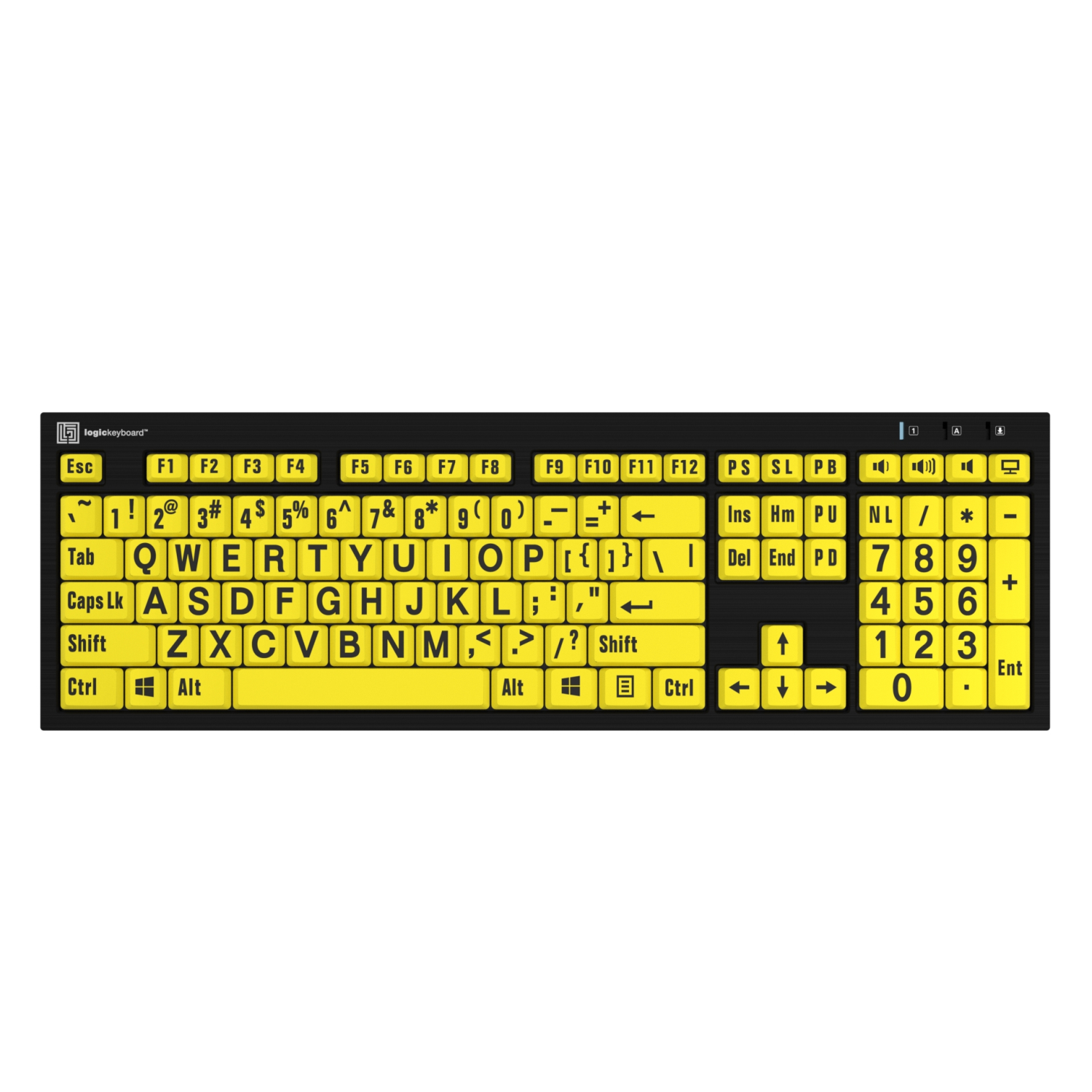 LogicKeyboard XL Print NERO PC SlimLine Black on Yellow Keyboard