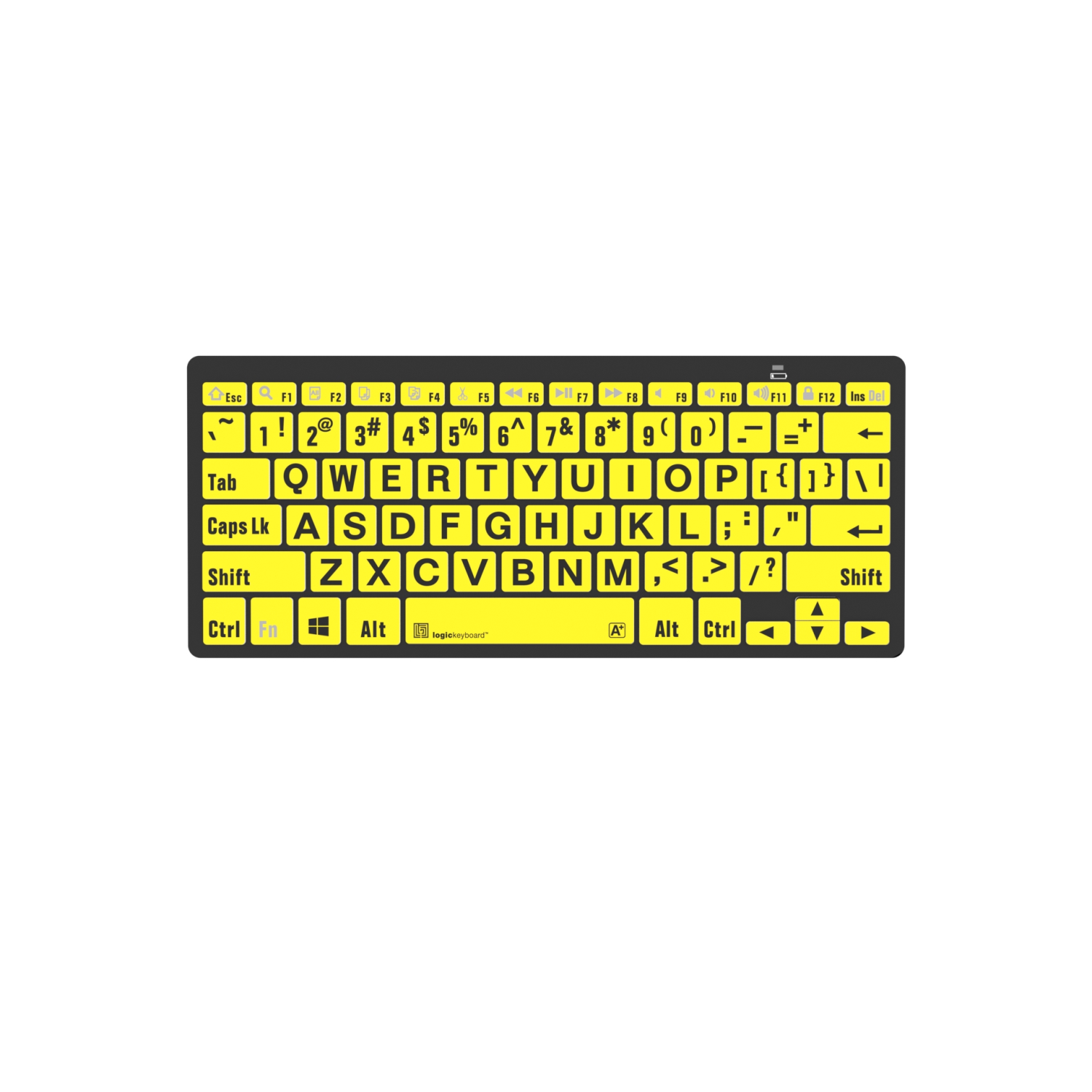 LogicKeyboard LargePrint Black on Yellow PC Mini Keyboard