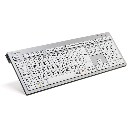 Logickeyboard XLPrint keyboard Office USB QWERTY UK English Aluminium