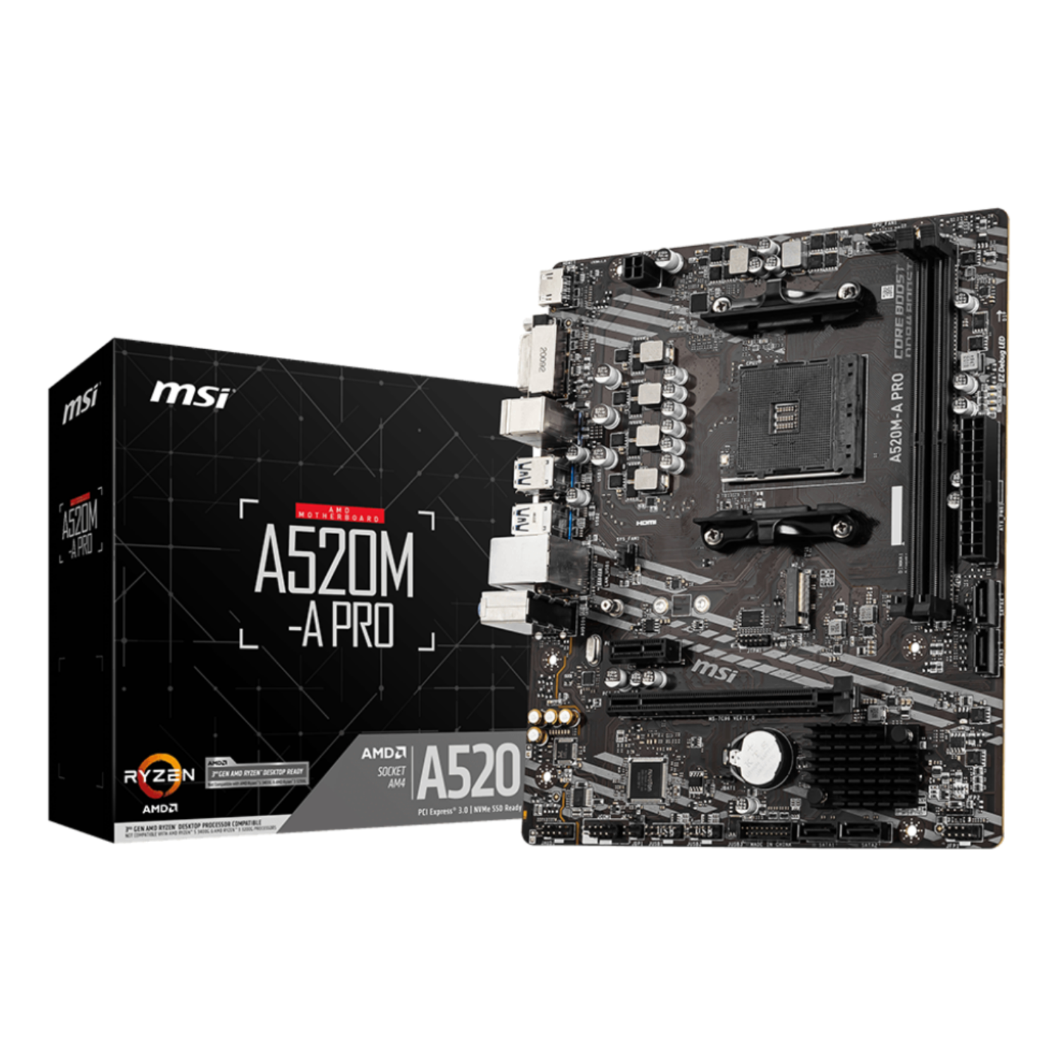 MSI A520M-A Motherboards - Black