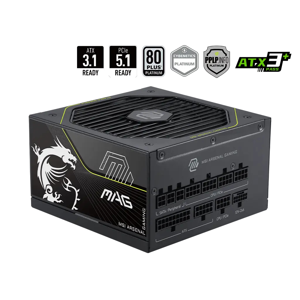MSI MAG A1200PLS PCIE5 power supply unit 1200 W 20+4 pin ATX ATX Black