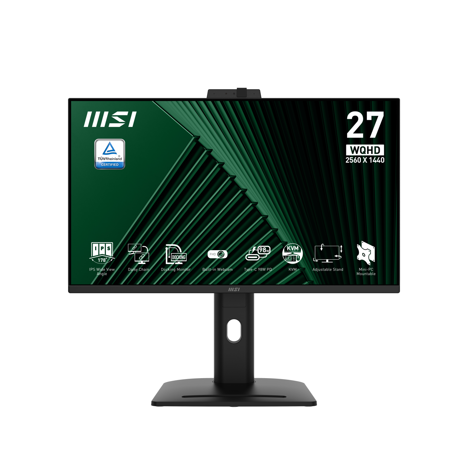 MSI 27 INCH Flat QHD Hub/Dock HDR SOL ADJ Stand