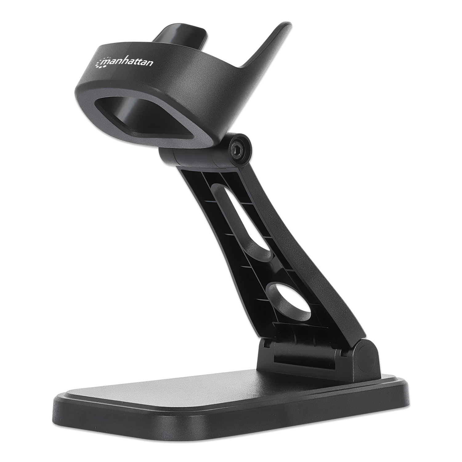 Manhattan Adjustable Barcode Scanner Stand, Height and Angle Adjustable, suitable for barcode scanner products 153997, 154116 and 154185, Black, Lifetime Warranty